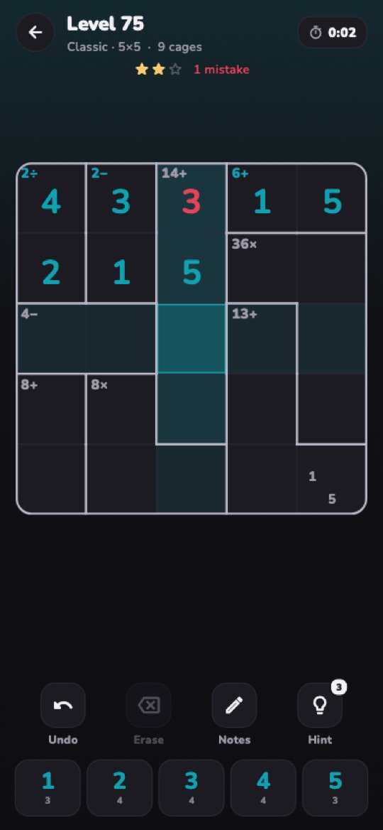 Math Cages puzzle
