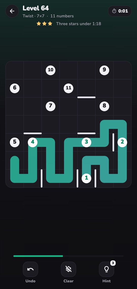 Zip puzzle in progress